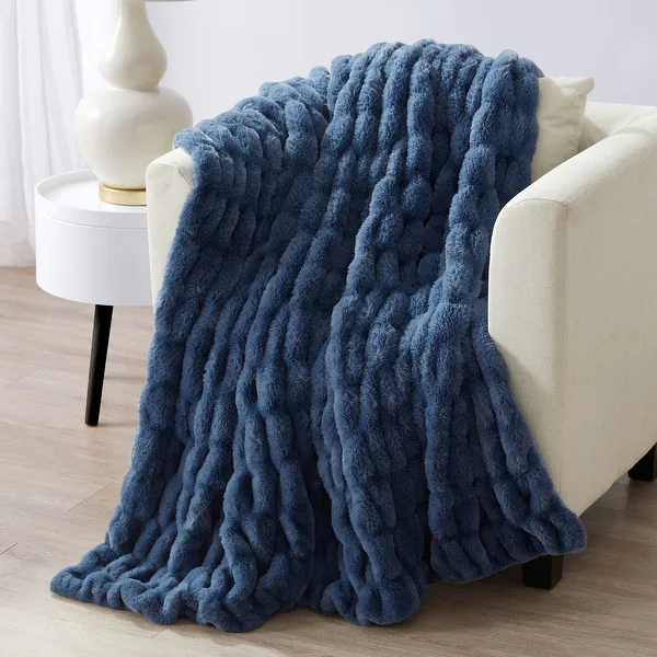 Tahari Home faux fur luxury throw blanket soft plush